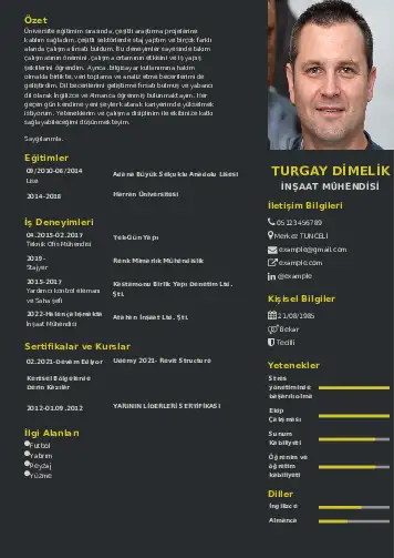 İnşaat Mühendisi Cv Örnekleri cv indir